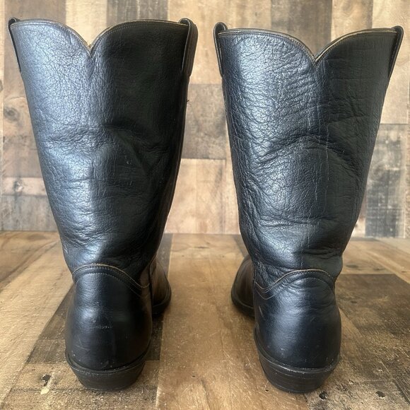 Tony Lama Gold Label Vintage Classic Black Cowboy Boots Mens 11 D - Picture 7 of 12